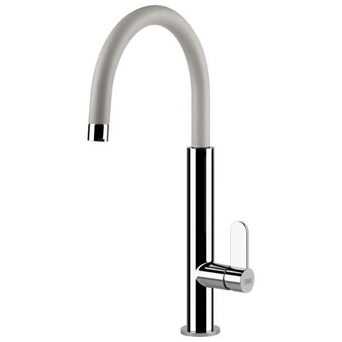 Elleci Dove Plus MKKDOP96 – Miscelatore da cucina monocomando, da incasso, Keratek, canna girevole con doccetta estraibile, 41,5 cm, Acciaio-Bianco