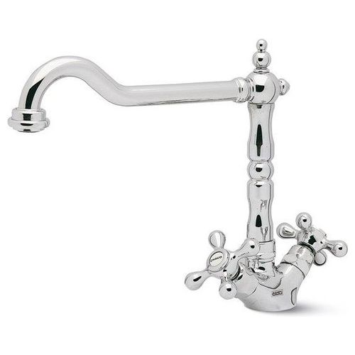 MIKTAGCR - Miscelatore da cucina doppio comando, da incasso, Acciaio inox, canna girevole, 17 cm, Cromo