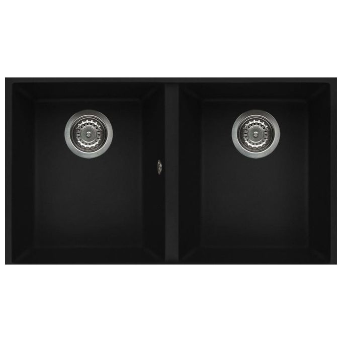 Elleci LGQ35040 serie Quadra 350 Lavello Granitek Nero da incasso 2 Vasche 79x50cm