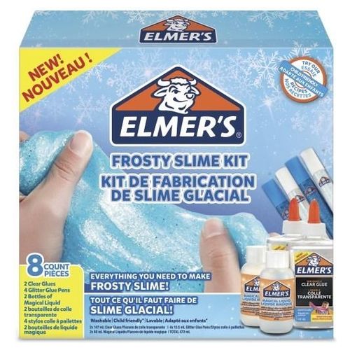 ELMER'S Kit per Slime Frosty, Colla Vinilica Trasparente, Penne con Colla Glitterata e Liquido Magico Attivatore di Slime