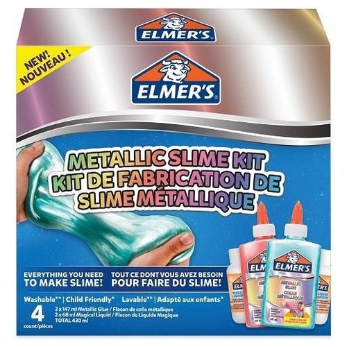 Elmer's Kit per Slime Metallizzato con Colla Vinilica Metallizzata e Liquido Magico Attivatore di Slime 4 Pezzi