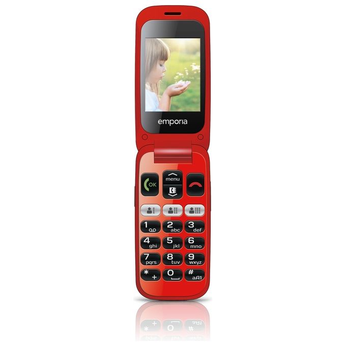 Emporia ONE Telefono Cellulare 3G Display 2.4" a Colori Tasti Grandi Tasto SOS Nero/Rosso