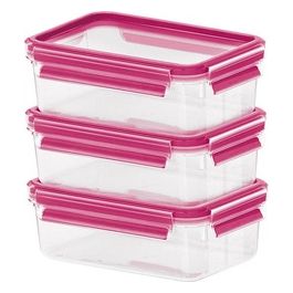 Emsa Food Clip&Close Contenitore Salvafreschezza Trasparente/Rosa 0,55 Litri Set 3 Pezzi