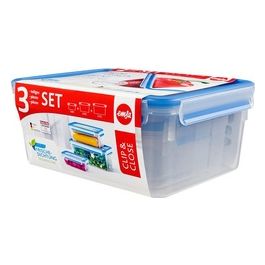 Emsa Food Clip&Close Contenitore Salvafreschezza Blu 0,55 Litri Set 3 Pezzi