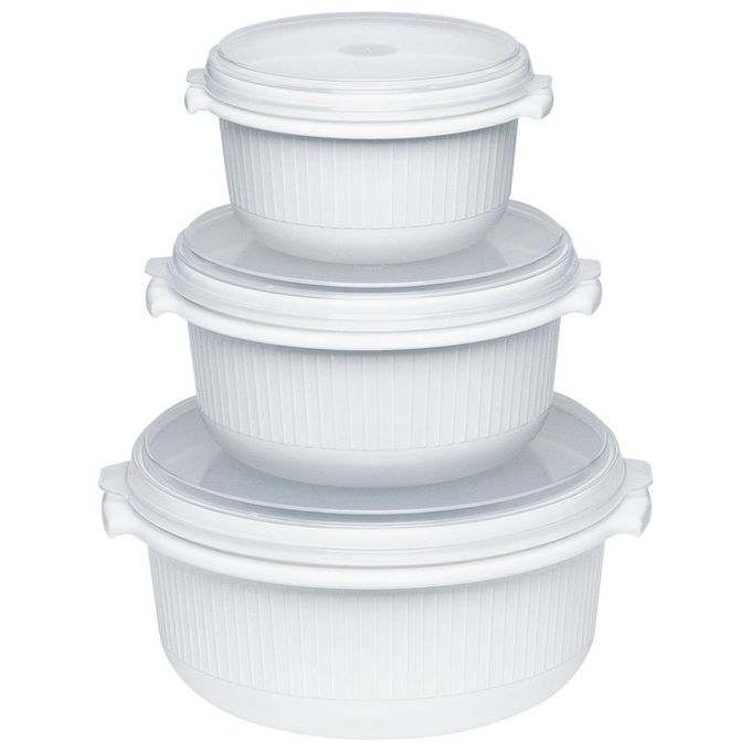 Emsa 459061200 Micro Family Set Contenitori per Microonde 3 pezzi 0.5L 1L 1.5L lavastoviglie congelatore colore Bianco