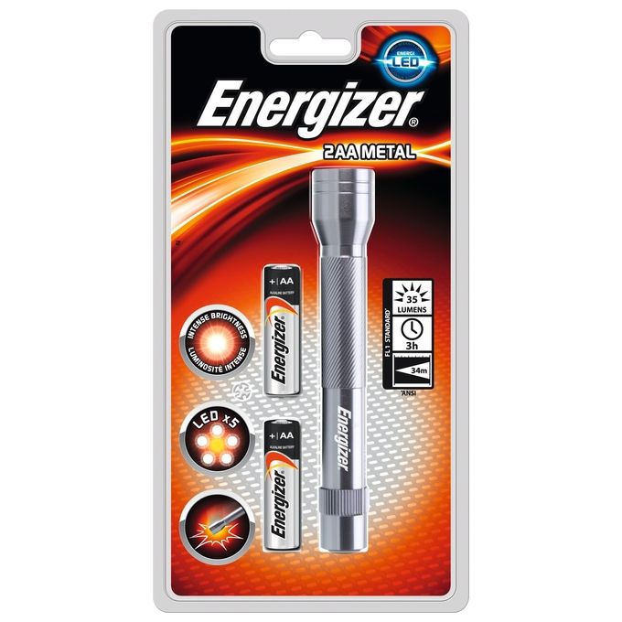 Energizer 639805 Torcia Metal Led 2 AA Incluse