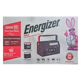 Energizer, Power Station Portatile, 296Wh, 300W Onda Sinusoidale Pura, PPS300W2