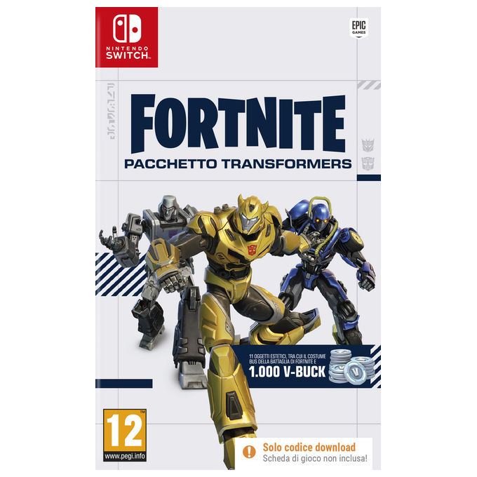 Epic Games Fortnite pacchetto Transformers Nintendo Switch 3 costumi 1000 V Buck
