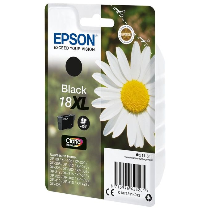 Epson C13T18114022 Claria Home 18XL Cartuccia Inchiostro Originale Pigmento 11,5 ml 470 pagine colore Nero
