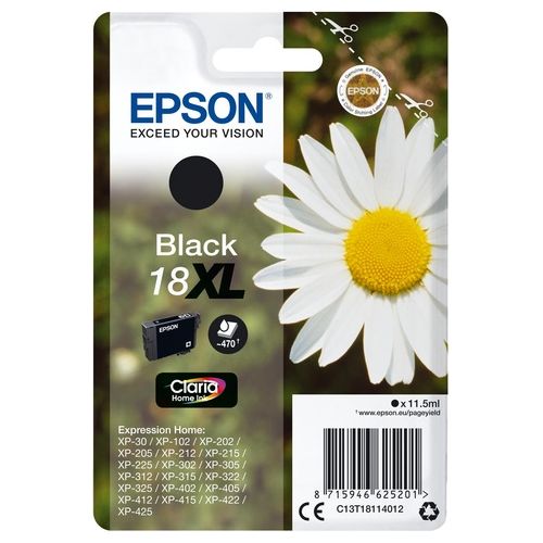 Epson 18XL 11.5 ml nero originale blister cartuccia dinchiostro per Expression Home XP-212, 215, 225, 312, 315, 322, 325, 412, 415, 422, 425