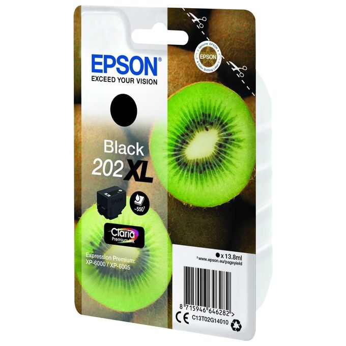 Epson C13T02G14020 202XL Claria Premium Cartuccia Inkjet Alta Capacita' Inchiostro Pigmento 13,8 ml 550 pagine colore Nero