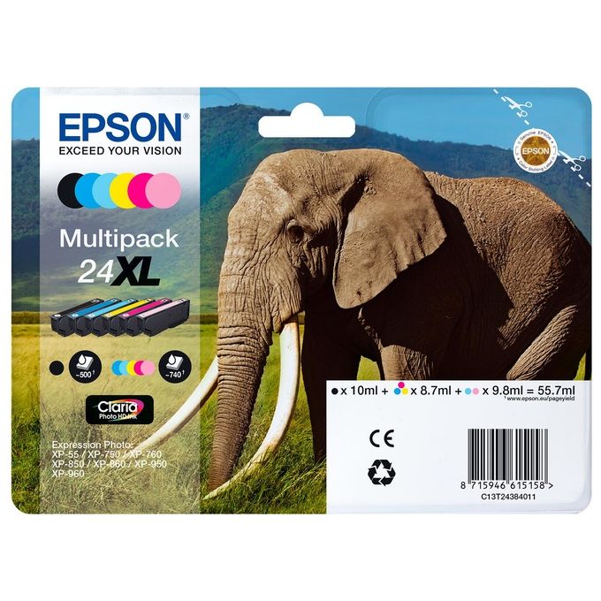Epson 24XL 9.8 ml misura XL magenta chiaro originale cartuccia dinchiostro per Expression Photo XP-55, 750, 760, 850, 860, 950, 960, Expression Premium XP-750, 850
