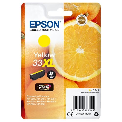 Epson 33XL 8.9 ml misura XL giallo originale blister cartuccia dinchiostro per Expression Home XP-635, 830, Expression Premium XP-530, 540, 630, 635, 640, 645, 830, 900