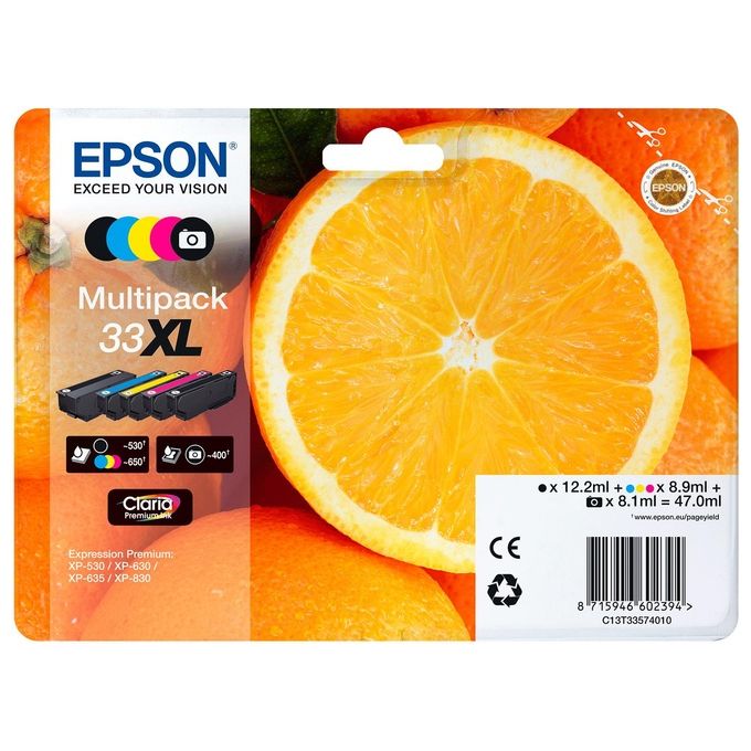 Epson 33XL 8.9 ml misura XL giallo originale blister cartuccia dinchiostro per Expression Home XP-635, 830, Expression Premium XP-530, 540, 630, 635, 640, 645, 830, 900