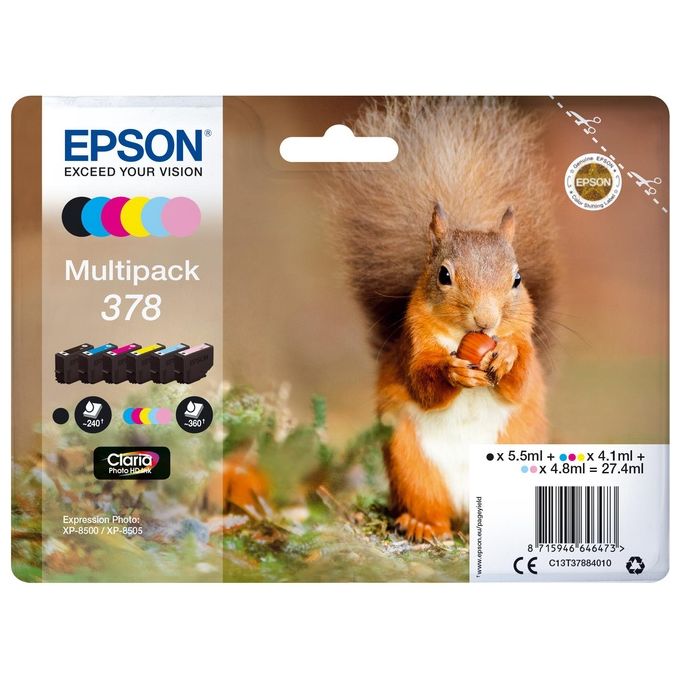 Epson C13T37884020 378 Multipack Cartuccia Inkjet 6 Colori Claria Photo HD 360 pagine colore Nero Ciano Magenta Giallo