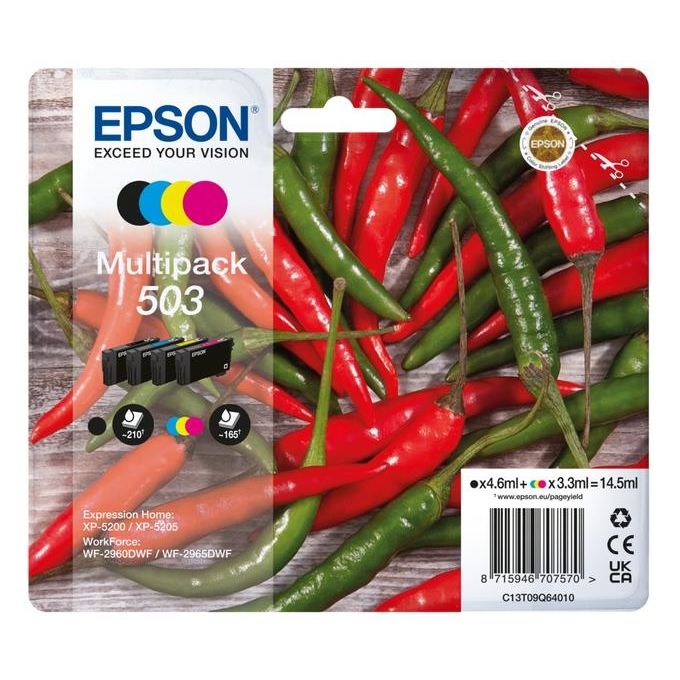 Epson C13T09Q64010 Serie Peperoncini Cartucce per Stampante Ink-jet Multipack 4 Colori Nero Ciano Magenta Giallo colore Nero