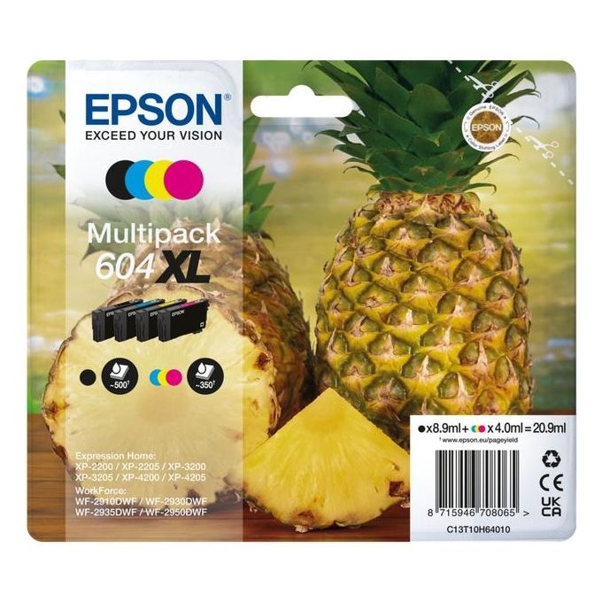 Image of Epson 604xl Cartuccia D'inchiostro 4 Pezzi Originale Resa Elevata XL Nero-Ciano-Magenta-Giallo