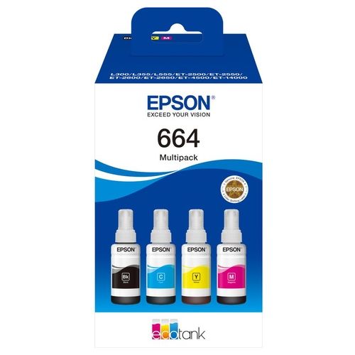 Epson 664 CMJN BOTTIGLIA EcoTank 4-Colour Multipack Inchiostri Originali Dye a 4 Colori