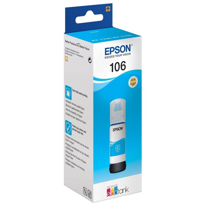 Epson C13T00R240 EcoTank Flacone di Inchiostro Originale Inkjet 70 ml per ET-7700 ET-7750 colore Ciano