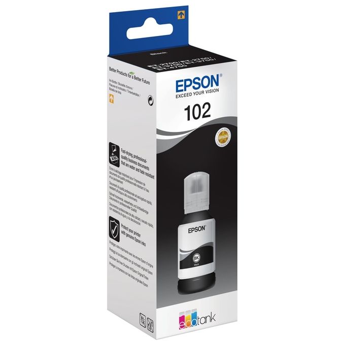 Epson C13T03R140 102 EcoTank Flacone Inchiostro Pigmentato 127 ml per ET-2700 ET-2750 ET-3750 ET-4750 colore Nero