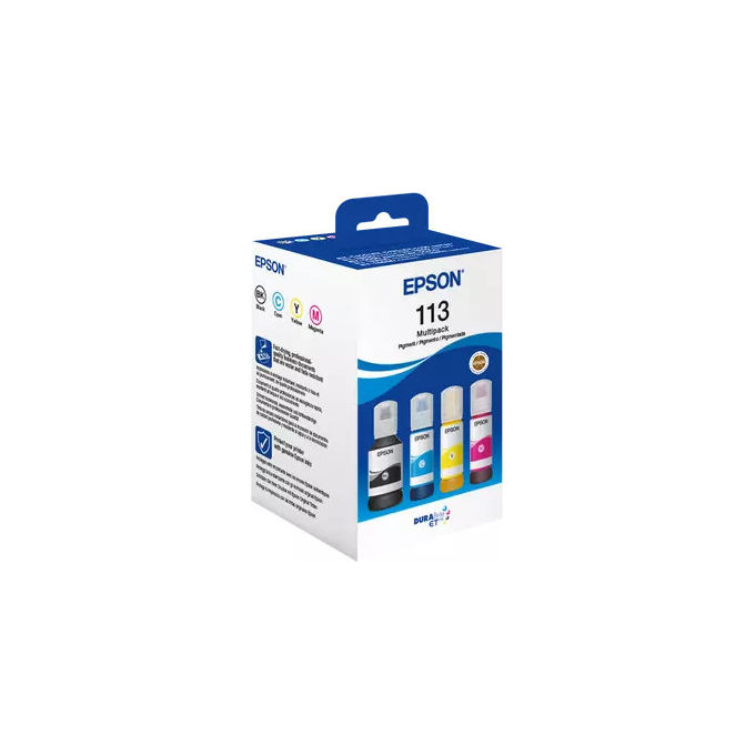 immagine di Epson C13T06B640 EcoTank 113 Cartucce Originali Multipack 4 Colori Inchiostro Pigmentato colore Nero Ciano Magenta Giallo