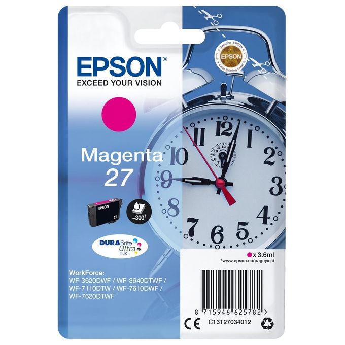 Epson C13T27034022 Cartuccia Inchiostro Magenta 27 Durabrite Ultra ink