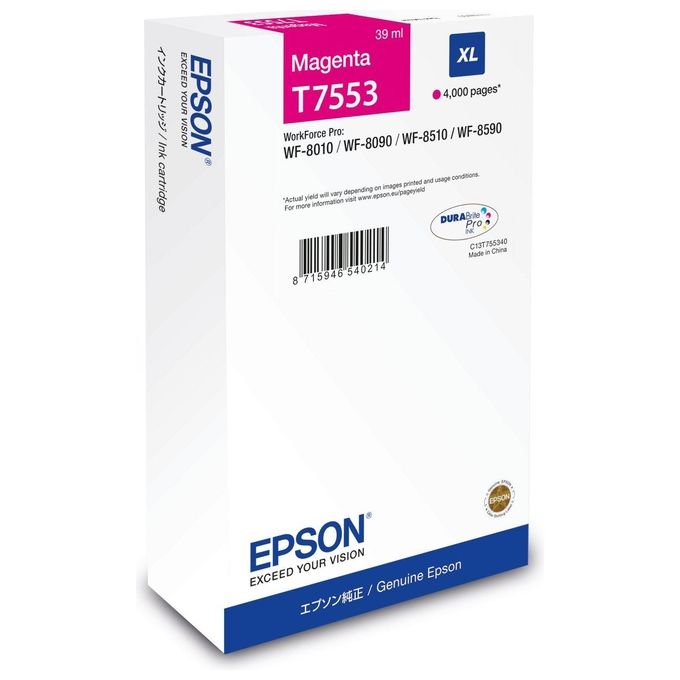 Epson C13T75534N Cartuccia d'Inchiostro Originale Resa Elevata XL Magenta