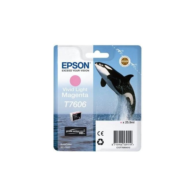immagine di Epson C13T76064N10 T7606 Cartuccia d'Inchiostro Originale Inkjet 25,9 ml per SureColor SC-P600 colore Magenta Chiaro