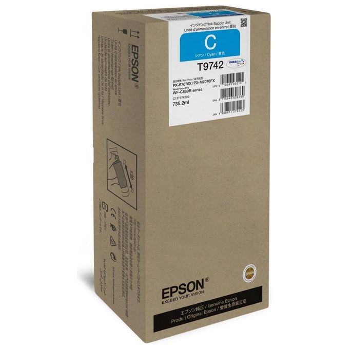 Epson C13T97420N Cartuccia di inchiostro Originale Ciano XXL 735,2 ml per WorkForce Pro WF-C869R colore Ciano