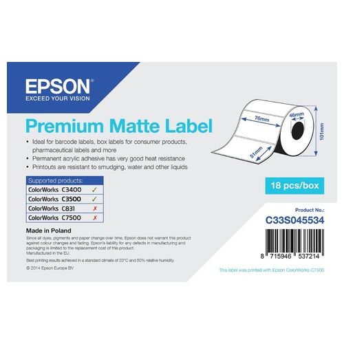 Epson Rotolo etichette, Carta normale, 76x51mm
