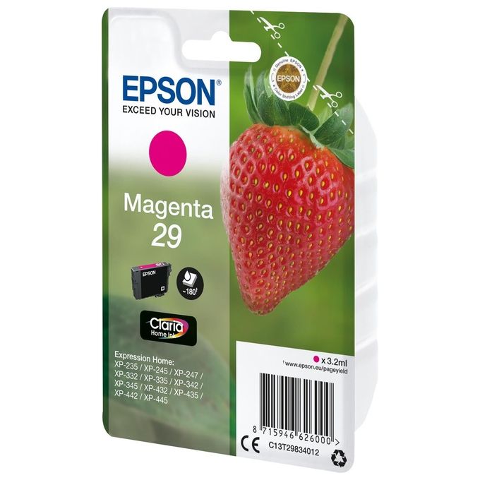 Epson C13T29834022 Serie 29 Fragola Cartuccia d'inchiostro Claria Home Inkjet 3,2 ml 180 pagine colore Magenta