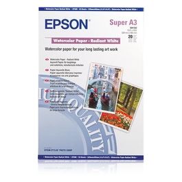 Epson carta acquerello radiant white a3+ 20fg