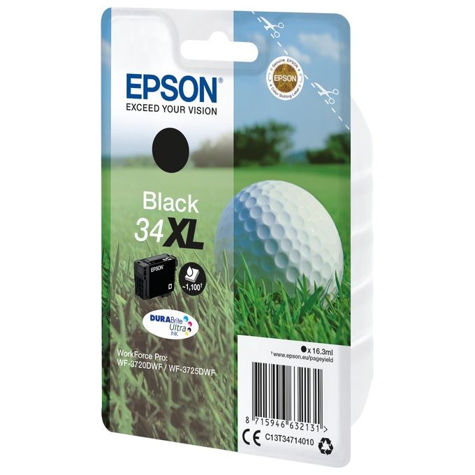 Epson C13T34714010 DURABrite Ultra 34XL Cartuccia Inkjet Originale Alta Capacita' 1100 pagine 16,3 ml colore Nero
