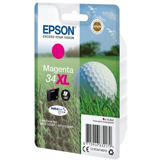 Epson C13T34734010 34XL DURABrite Ultra Cartuccia Inkjet Originale 10,8 ml 950 pagine colore Magenta