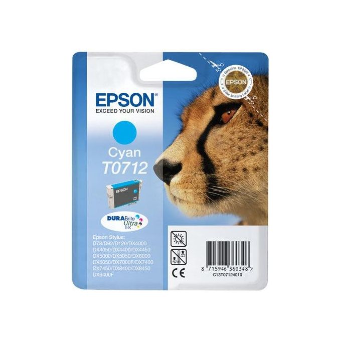 Epson T0712 Ghepardo Cartuccia Inkjet Originale DURABrite Ultra 5,5 ml 245 pagine colore Ciano