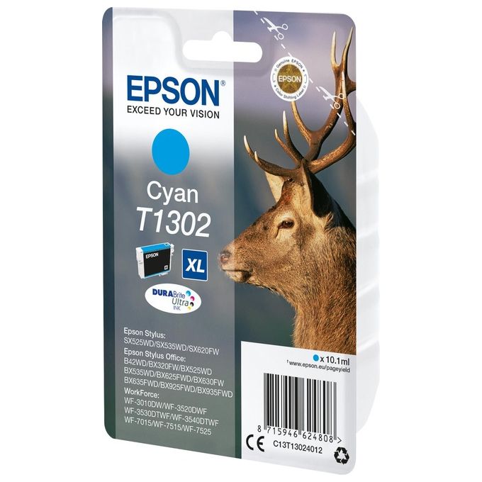 Epson T1302 Serie Cervo Cartuccia d'inchiostro inkjet DURABrite Ultra 10,1 ml 765 pagine colore Ciano