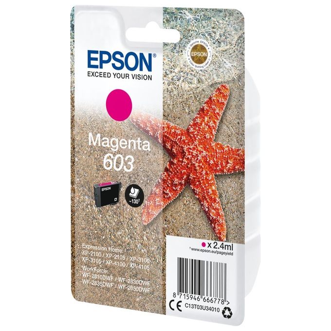 Epson C13T03U34020 603 Stella Marina Cartuccia d'Inchiostro Originale Resa Standard 2,4 ml colore Magenta