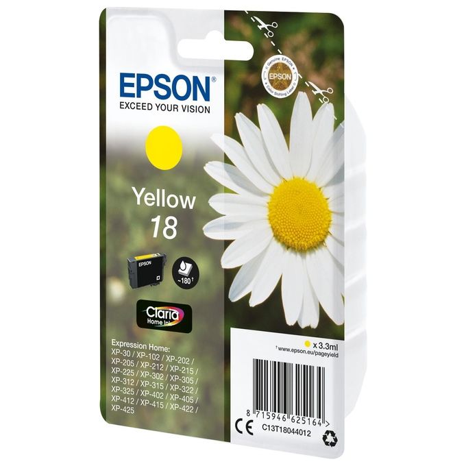 Epson C13T18044012 Serie Margherita 18 Cartuccia Inkjet Claria Home 3.3 ml 180 Pagine colore Giallo