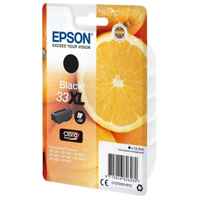Epson C13T33514022 T33XL Claria Premium Cartuccia Inkjet Nero Originale Resa Elevata 530 pagine 12,2 ml colore Nero