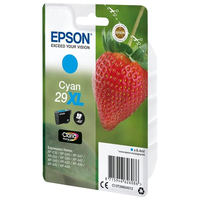 Epson C13T29924022 Claria Home Cartuccia d'inchiostro Originale 29XL Alta Capacita' 450 pagine 6,4 ml colore Ciano