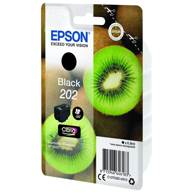 Epson C13T02E14010 Kiwi Cartuccia Inkjet Claria Premium 202 6.9 ml 250 pagine colore Nero