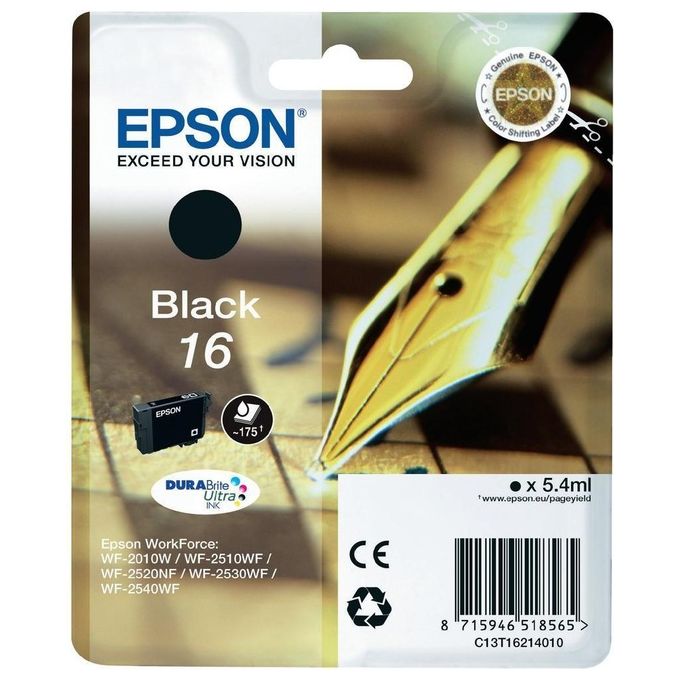 Epson T1621 Penna e Cruciverba Cartuccia Inkjet Originale DURABrite Ultra 5.4ml 175 pagine colore Nero