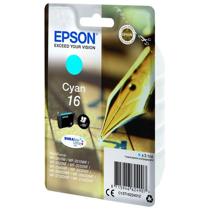 Epson 16 DURABrite Ultra Cartuccia Inkjet Originale 3,1 ml 165 pagine colore Ciano