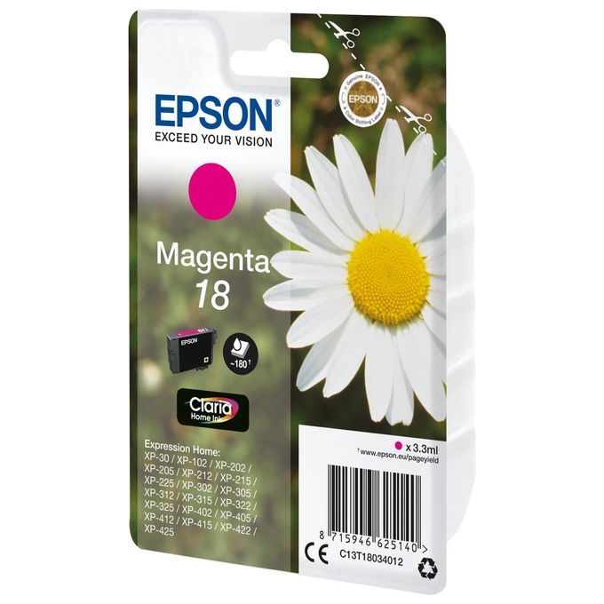 Epson C13T18034022 Margherita 18 Cartuccia Inkjet Claria Home 3,3 ml 180 pagine colore Magenta