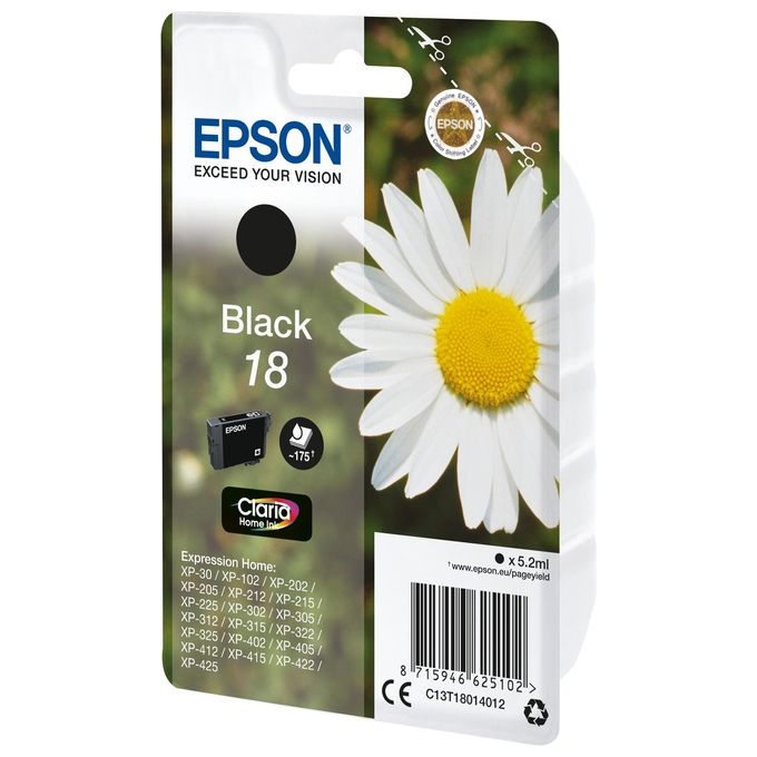 Epson C13T18014022 Claria Home Cartuccia Margherita Originale Inkjet Pigmento 5,2 ml 175 pagine colore Nero