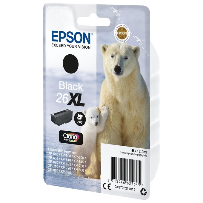 Epson C13T26214022 Claria Premium Cartuccia Inchiostro XL Inkjet Pigmento 500 pagine 12,2 ml colore Nero