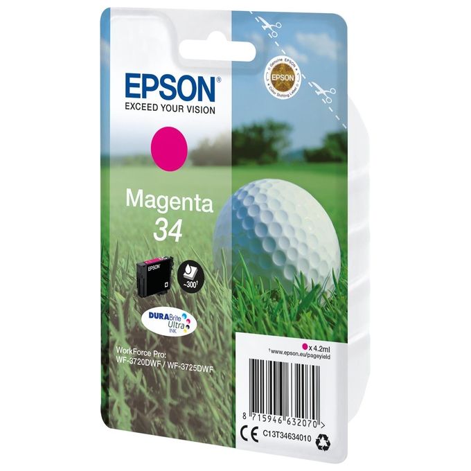 Epson C13T34634020 DURABrite Ultra Cartuccia Inkjet Pigmento Resa Standard 300 pagine 4,2 ml colore Magenta