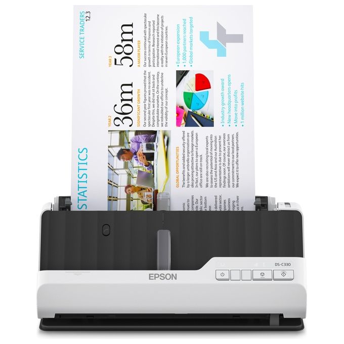 Epson DS-C330 Scanner con ADF Alimentatore di Fogli 600x600 DPI A4 Nero-Bianco