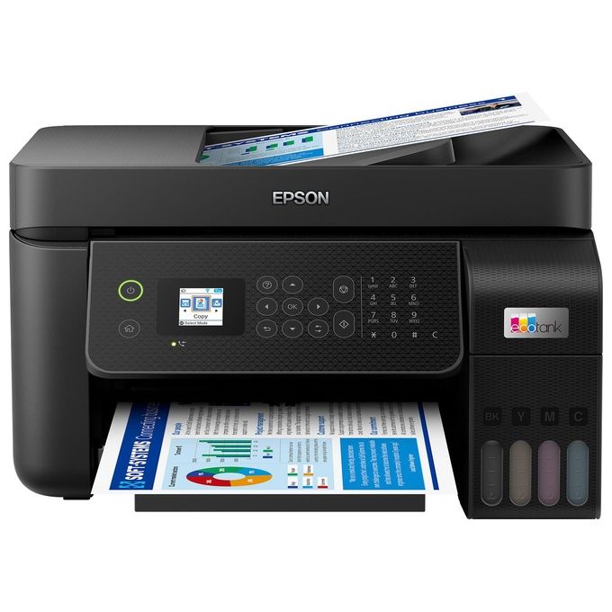 Epson EcoTank ET-4800 stampante A4 (stampa, copia, scansione, fax) ADF, display LCD 3.7cm, USB, Wi-Fi, Wi-Fi Direct, Ethernet, Epson Smart Panel, AirPrint, serbatoi flaconi alta capacità, Nero