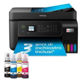 EcoTank ET-4800 stampante A4 (stampa, copia, scansione, fax) ADF, display LCD 3.7cm, USB, Wi-Fi, Wi-Fi Direct, Ethernet, Smart Panel, AirPrint, serbatoi flaconi alta capacità, Nero